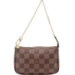 Louis Vuitton Mini Pochette Pouch Bag Damier Ebene Canvas
